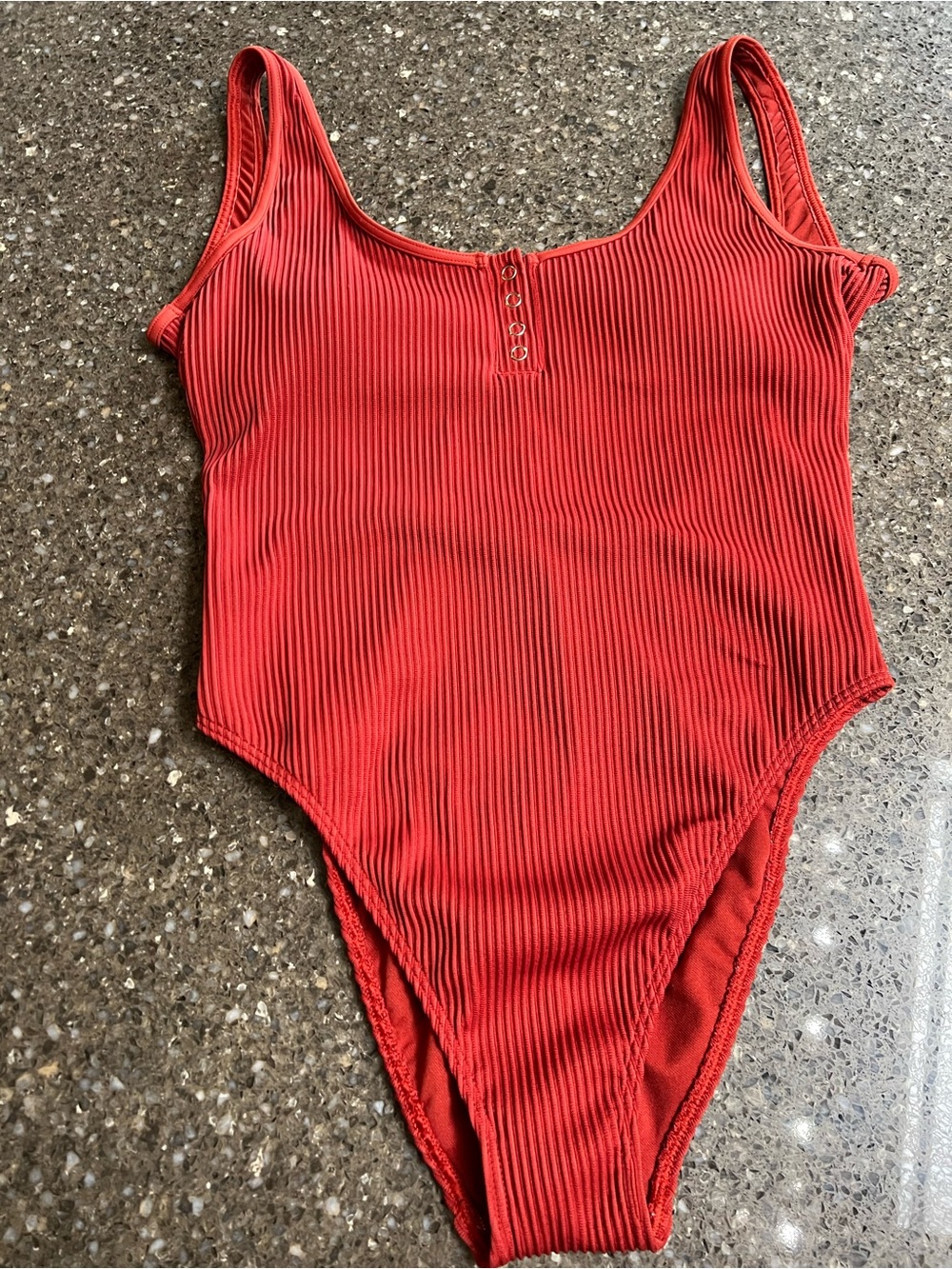 Hollister Rust Ribbed One-Piece Swimsuit Size S Summer Pool Beach Ocean Vacation